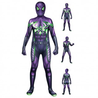 Kids Miles Morales Cosplay Jumpsuit Spider-Man Purple Suit Halloween Costumes