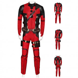Deadpool 3 Costume Wade Wilson Red Suit Halloween Outfits Deluxe Edition