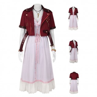 Final Fantasy VII Women Costume Aerith Gainsborough Dress Halloween Suit