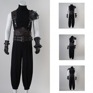 Final Fantasy 7 Cloud Strife Costume FF VII Halloween Suit Black Outfits