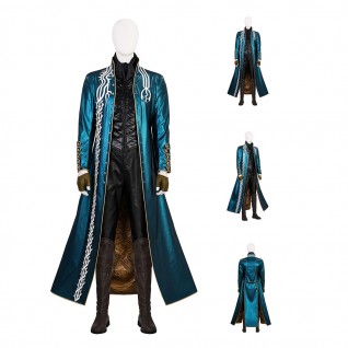 Vergil Halloween Cosplay Costumes DMC 3 Suit Blue Jacket Outfits