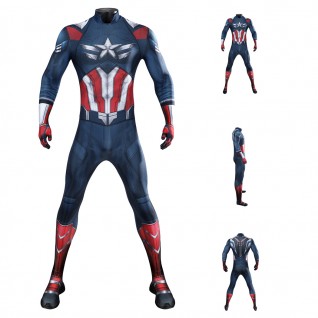 Captain America Brave New World Cosplay Jumpsuit Falcon Sam Wilson Costume Printed Suit