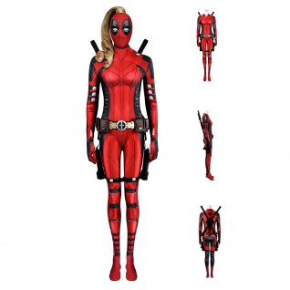 Lady Deadpool Cosplay Jumpsuit Deadpool 3 Wolverine Costume Red Suit With Accessories