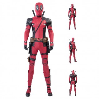 Deadpool 2 Wade Wilson Costume Male Red Halloween Cosplay Suit Deluxe Version