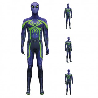 Purple Reign Cosplay Suit Spider Man 2 Miles Morales Costume Male Printed Jumpsuit
