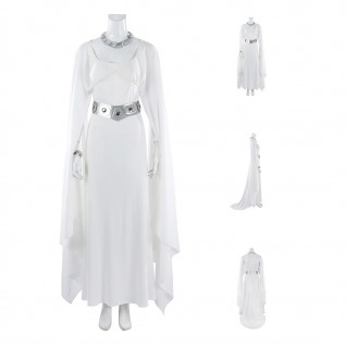 Princess Leia Cosplay Costume Star Wars Episode IV A New Hop Suit White Dress Outfit