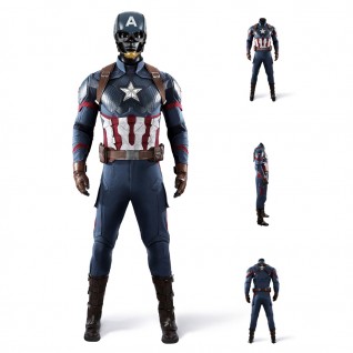 Captain America Steve Rogers Costume Avengers Endgame Superhero Suit Deluxe Version