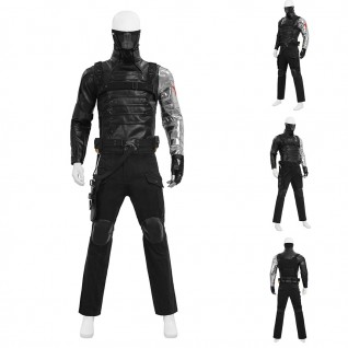 Captain America The Winter Soldier Costume Bucky Barnes Black Suit Full Set