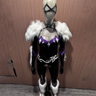 Marvel Rivals Black Cat Costume Felicia Hardy Printed Jumpsuit Halloween Outfit