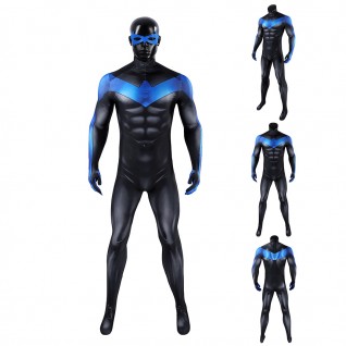 Comic Nightwing Costume Dick Grayson Printed Cosplay Jumpsuit