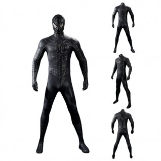 Venom Eddie Brock Costume Spider-Man 3 Symbiote Suit Lycra Black Premium Outfit
