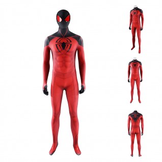 Scarlet Spider Costume Spider-Man Printed Jumpsuit Superhero Suit