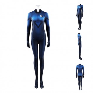 Invisible Woman Fantastic Four 2005 Costume Susan Storm Navy Polyester Printed Jumpsuit