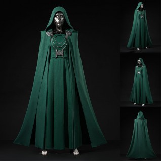 Avengers Doomsday Latverian Witch Cosplay Costume Green Dress Cape Full Set