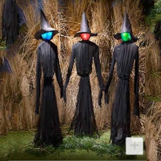 Three Hand-in-hand Witches Props Sound and Glow Horror Decoration for Halloween