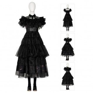 Wednesday Addams The Addams Cosplay Costumes Black Dress