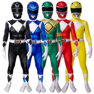 Power Ranger Cosplay Costumes Mighty Morphin Power Rangers Cosplay Suit for Kids