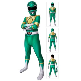 Kids Power Ranger Cosplay Costumes Green Mighty Morphin Power Rangers Suit