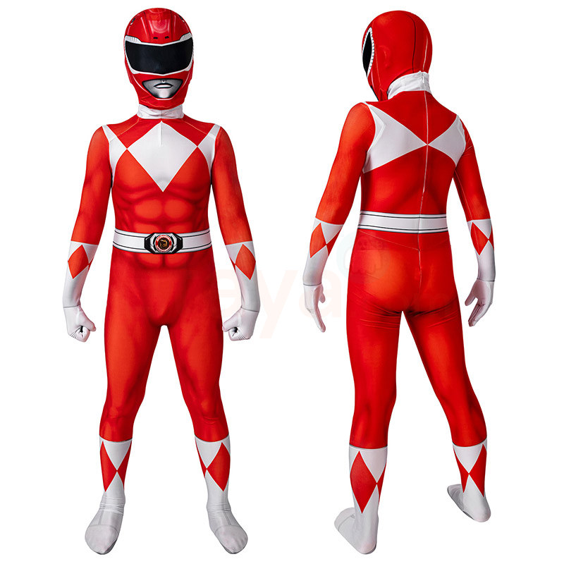 Power Ranger Costume Red Mighty Morphin Power Rangers Cosplay Suit for Kids