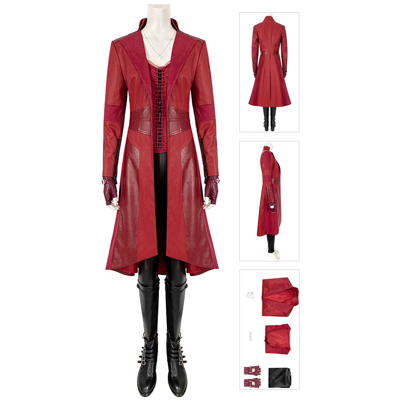 Captain America Civil War Scarlet Witch Wanda Maximoff Cosplay Costume Red Dress