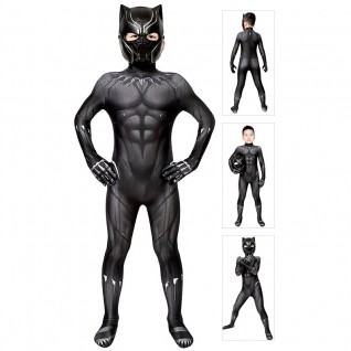 Kids Black Panther Cosplay Costume T'Challa Jumpsuit