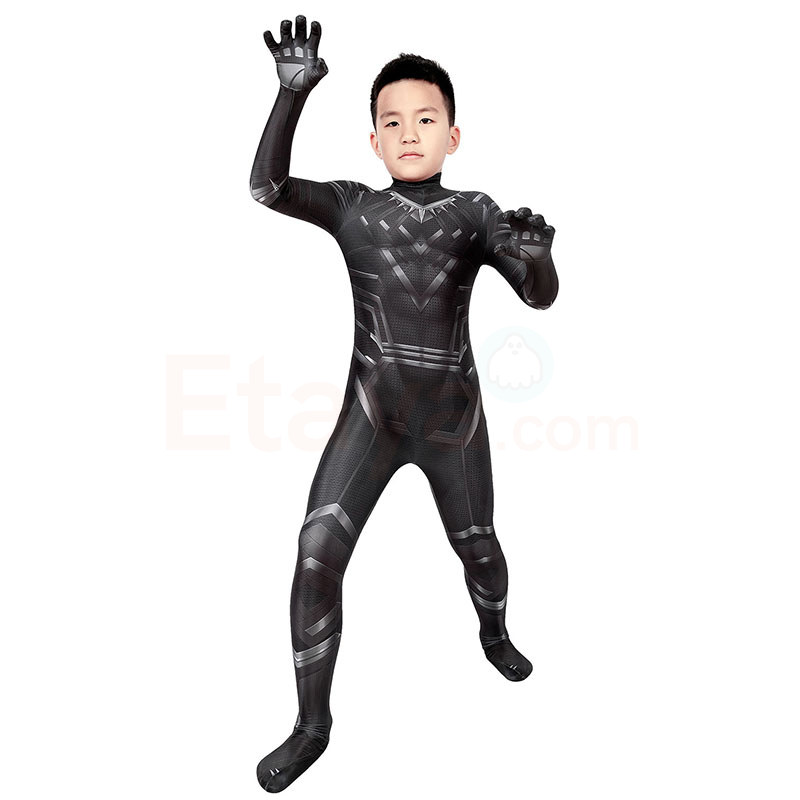 Black Panther Cosplay Jumpsuit T'Challa Wakanda Outfit Kids Adult Fancy Costume 
