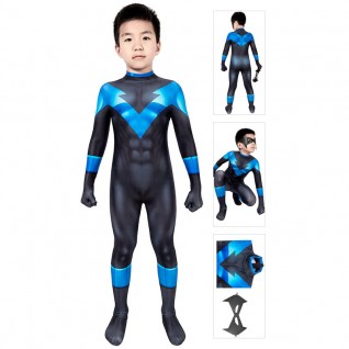 Kids Batman Under The Red Hood Nightwing Cosplay Suit Richard Grayson Jumpsuit