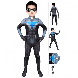 Kids Son Of Batman Cosplay Costume Nightwing Jumpsuit