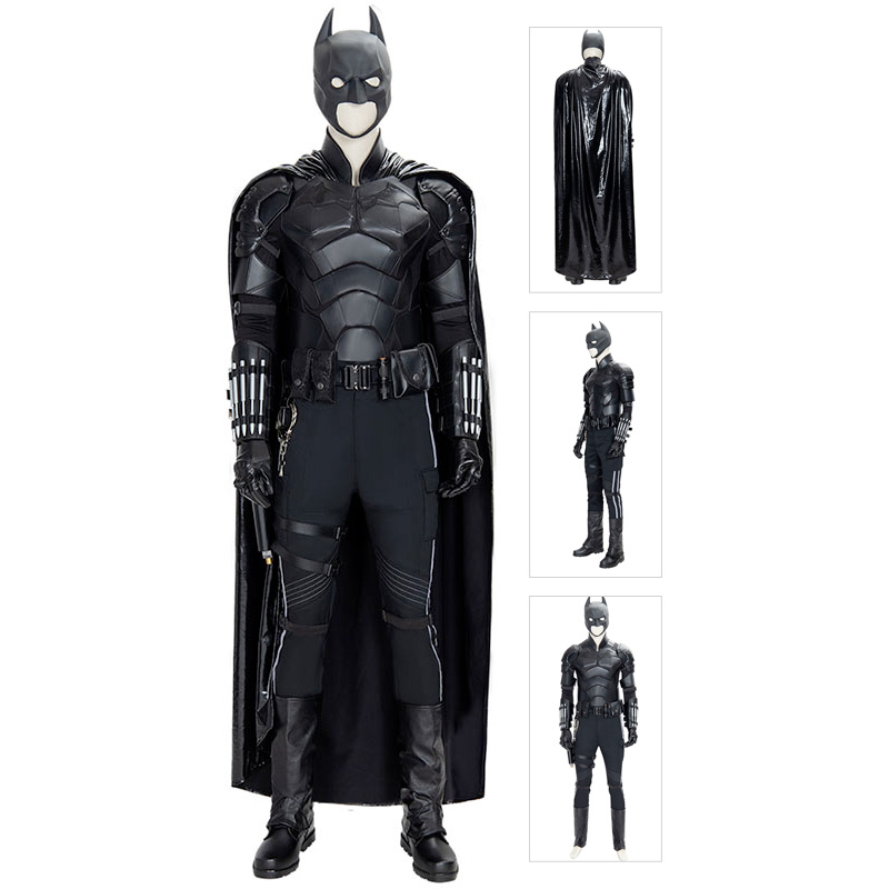 The Batman 2021 Bruce Wayne Robert with Mask Uniform Cosplay Costume Halloween