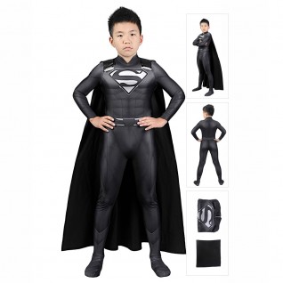 Superman Costume Justice League Clark Kent Cosplay Kal-El Black Suits for Kids