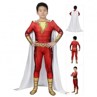 Kids Shazam Suit Billy Batson Cosplay Costumes