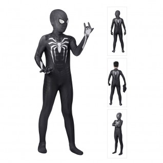 Spiderman Miles Morales Cosplay Suits Spider Man Venom Black Jumpsuits for Kids