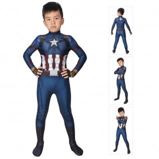 Kids Steve Rogers Cosplay Bodysuit Avengers 4 Endgame Captain America Costume