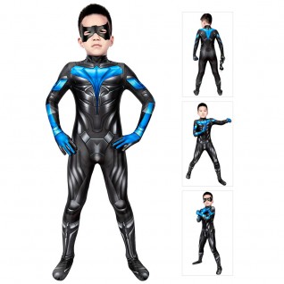 Nightwing Costumes Titans Dick Grayson Cosplay Suit for Kids
