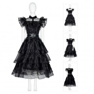 Wednesday Addams Cosplay Costumes The Addams Black Dress