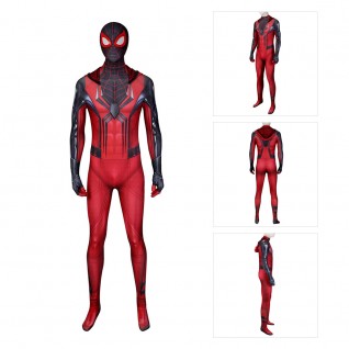 Spider-Man Cosplay Costume Miles Morales PS5 Crimson Cowl Cosplay Suit