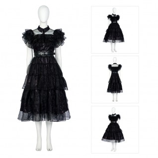 The Addams Family Cosplay Suits Wednesday Addams Black Prom Dresses Cosplay Costumes