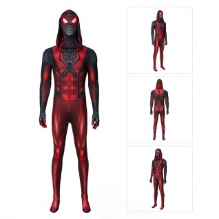 2023 Spider-Man Cosplay Costumes Miles Morales Scarlet Hood Version Halloween Jumpsuit