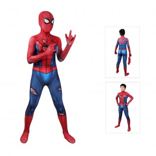 Spider-Man PS5 Classic Suit Damaged Cosplay Costumes for Kids