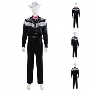 2023 Film Barbie Ken Cowboy Costumes Male Black Halloween Suit
