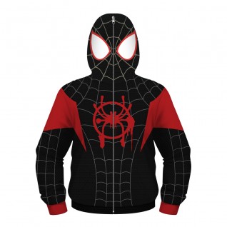 Kids Miles Morales Zip Up Hoodie Spider-Man Fashion Sweatshirt