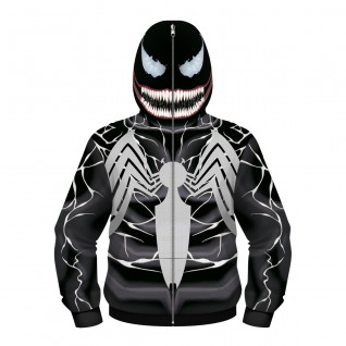 Venom Zip Up Long Sleeve Hoodie Spider-Man Fashion Sweatshirt