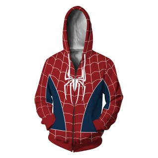 Spiderman Zip Up Sweatshirt 3D Printed Pattern Spider-Man PS4 Long Sleeve Hoodies