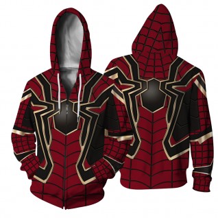 Spiderman Zip Up Hoodies 3D Print Pattern Avengers Endgame Fashion Sweatshirt