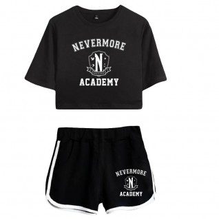 Wednesday Addams Crop top T-shirt Nevermore Academy shorts