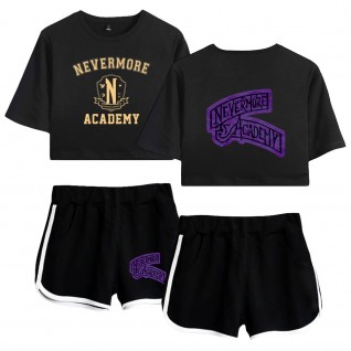 Nevermore Academy Crop top Wednesday Addams shorts