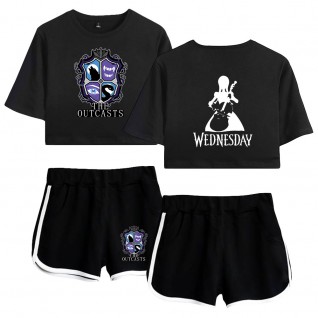 Wednesday Addams Crop top T-shirt The Outcasts shorts