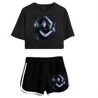 The Addams Familys shorts Wednesday Print Crop top