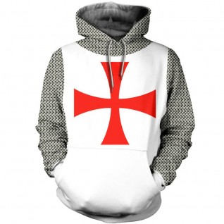 Knight Pullover Hoodie Trooper Jacket Crusader Templar Retro Armor Sweatshirt Christian Cross Hoodie