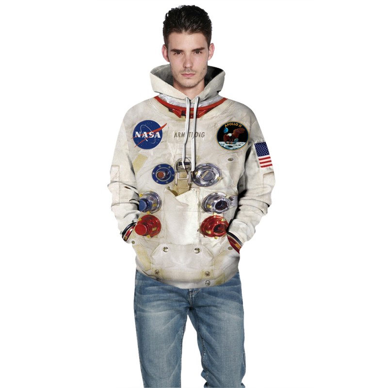 Long Sleeve Nasa Astronaut Hoodie 3D Print Pattern Space Sweatshirt